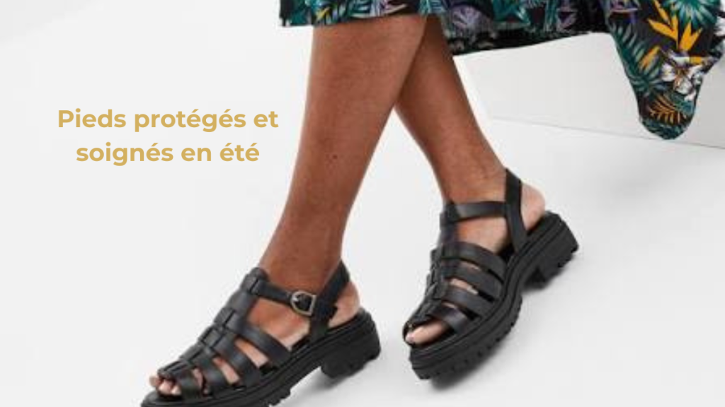 Pieds protégés et soignés en été Pieds soignés dans des sandales pendant l’été